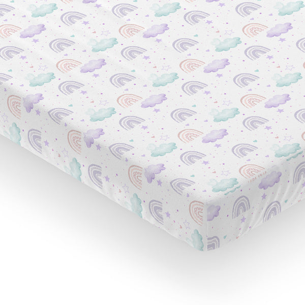 Cotton Crib Sheet - Rainbow Cloud