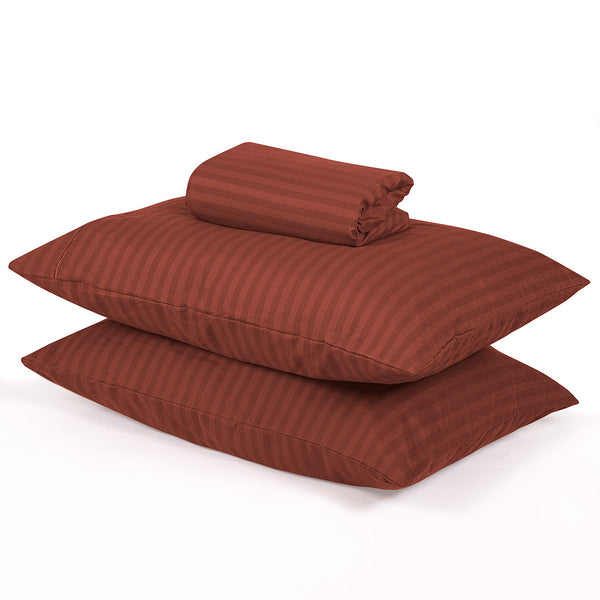 Oxford Stripes - Bed Sheet Set - Burgundy