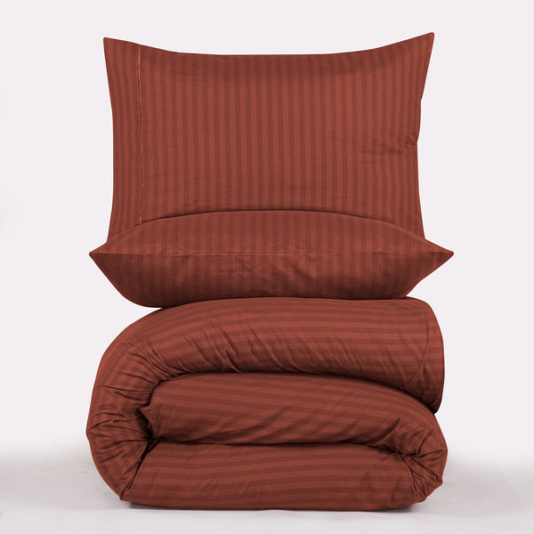 Oxford Stripes - Duvet Cover - Burgundy